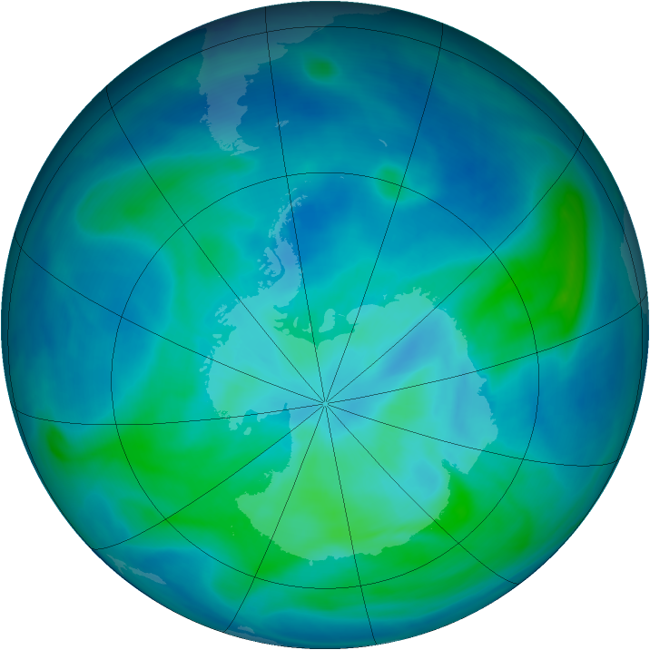 Antarctic ozone map for 10 March 2008